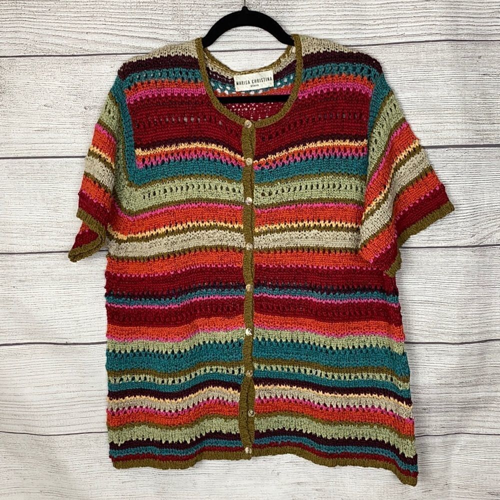 Marisa Christina Rainbow Knitted short sleeve Top